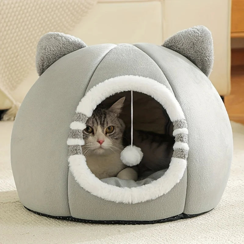 Panier cabane tout doux pour chat