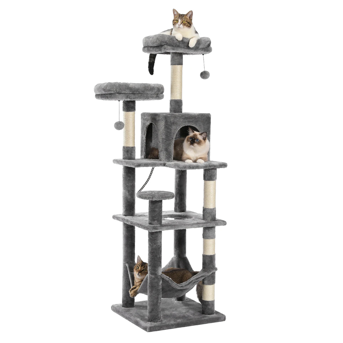 Grand arbre à chat multi-niveaux avec griffoirs