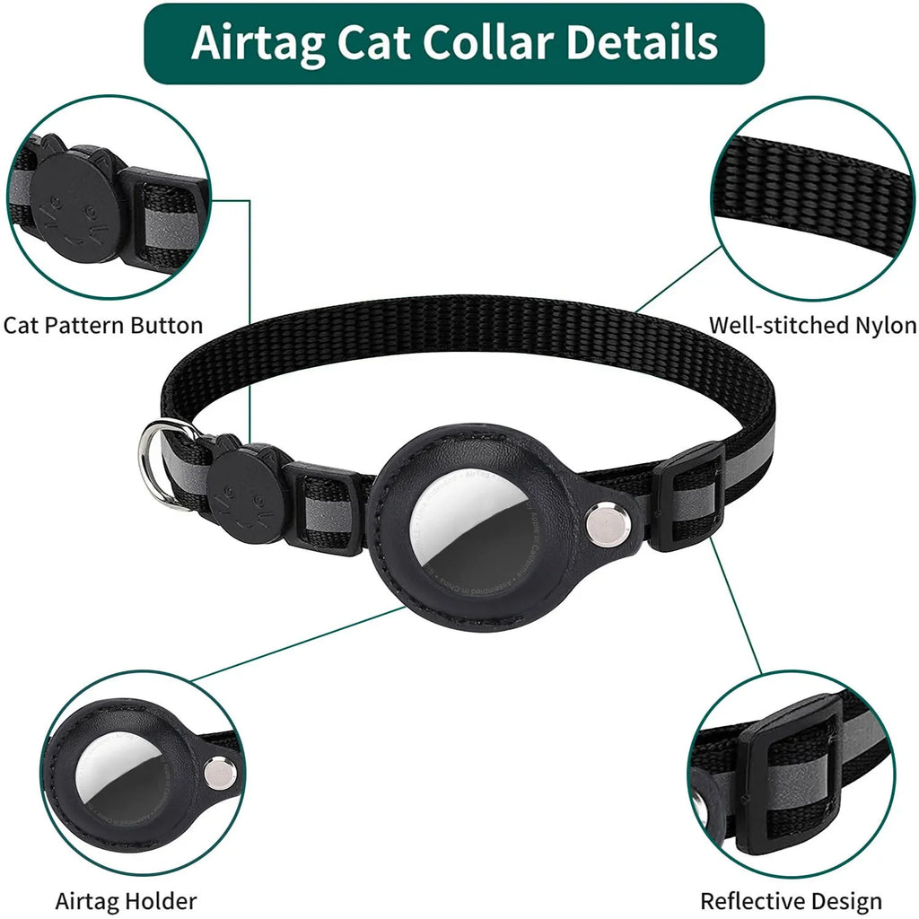 Collier porte-AirTag réfléchissant pour chat