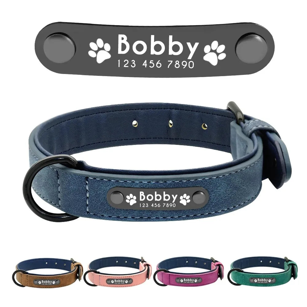 Collier en cuir personnalisé gravé pour chien