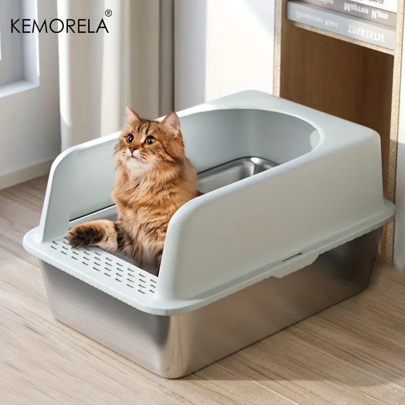 Bac à litière XL en inox sans odeur pour chat