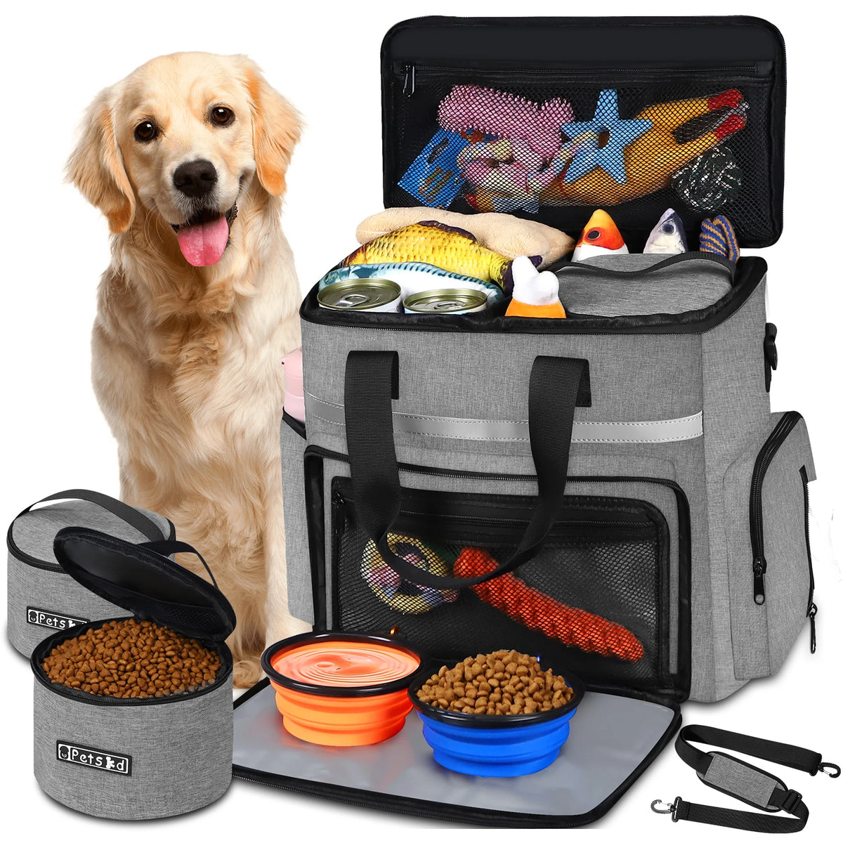 Sac organisateur de voyage avec gamelles pour chien