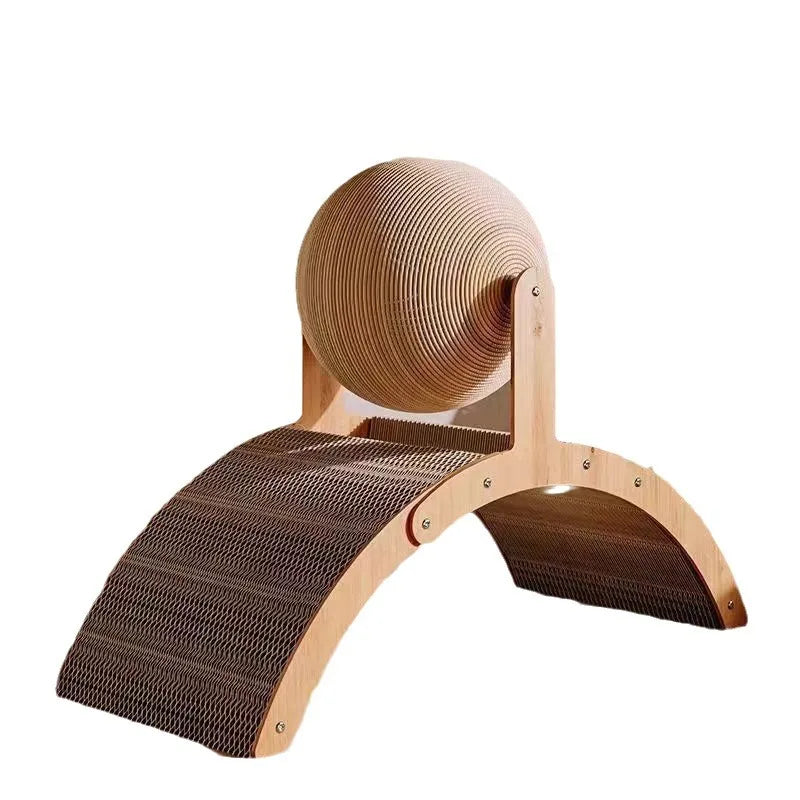 Griffoir boule en bois et sisal 2-en-1 pour chat