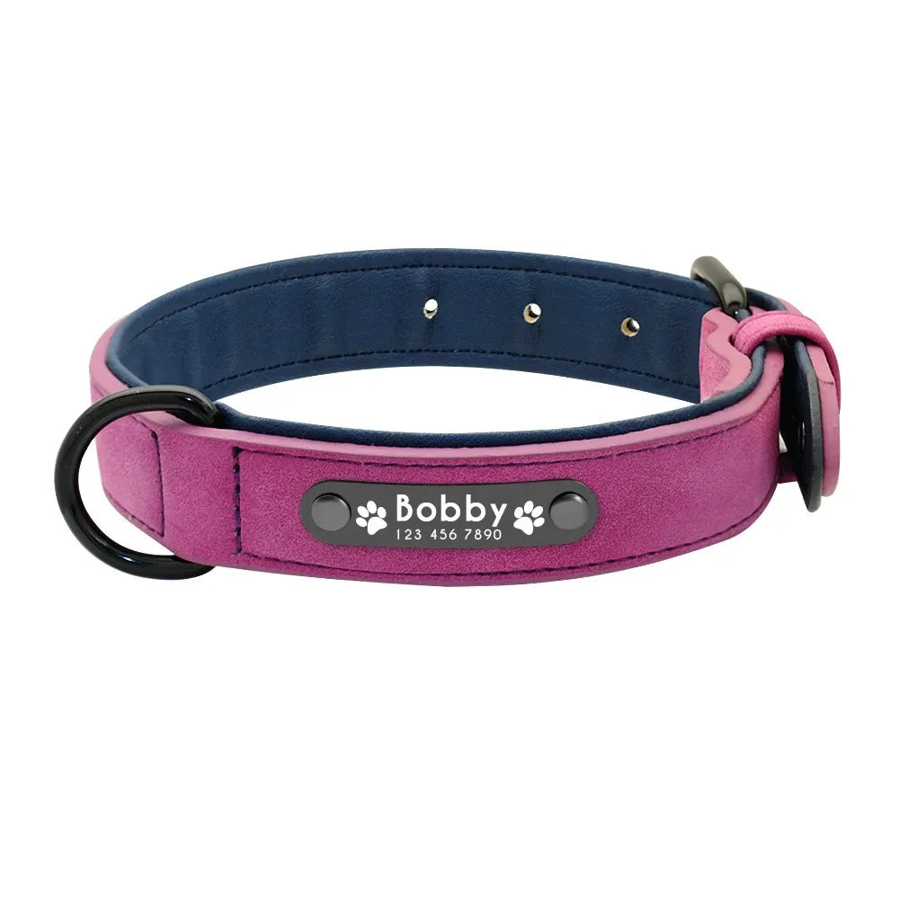 Collier en cuir personnalisé gravé pour chien