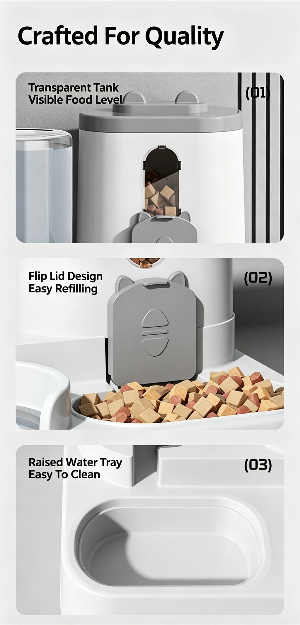 Distributeur D'Eau Et De Nourriture Pour Animaux De Compagnie 2-En-1 À Gravité, Avec Séparation Sec-Humide, Bol En Plastique Transparent Durable, Station D'Alimentation Automatique Sans Batterie Pour Chats Et Chiens, Pour La Maison Et Les Voyages