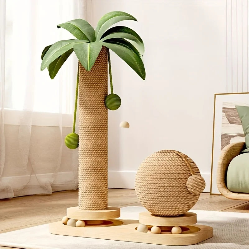 Griffoir arbre tropical 2-en-1 avec boules suspendues
