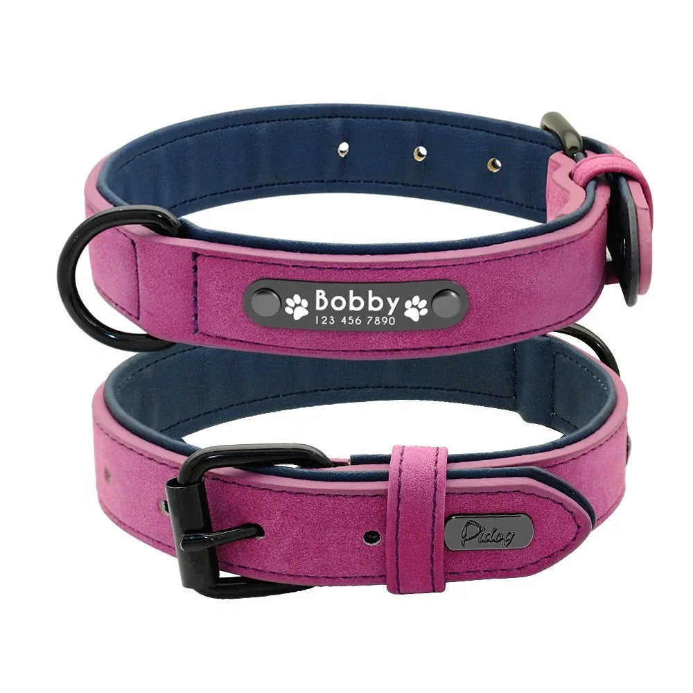 Collier en cuir personnalisé gravé pour chien