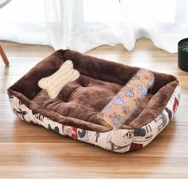 Panier carré chaud pour grand chien et chat