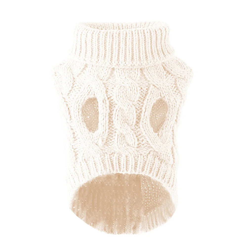 Pull torsadé tricoté pour petit chien