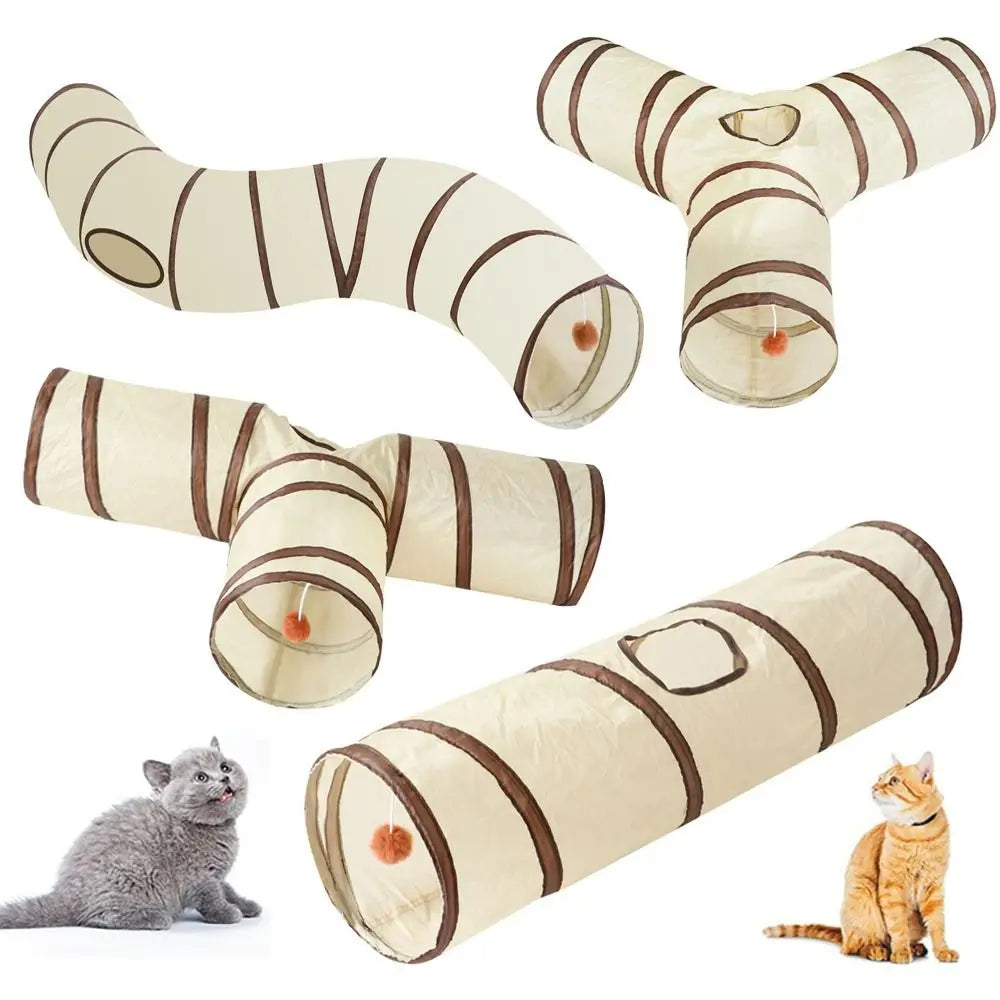 Tunnel pliable en tissu 4 formes pour chat