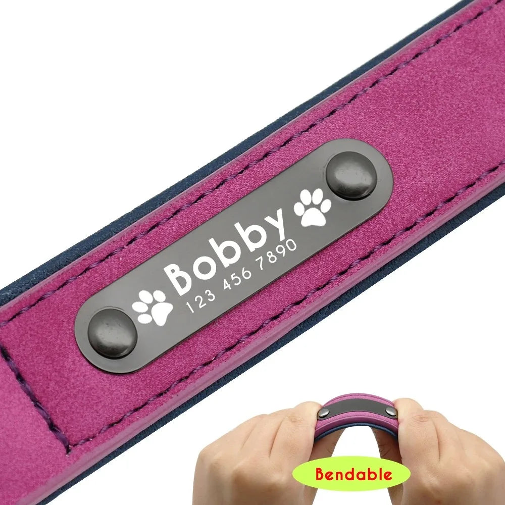 Collier en cuir personnalisé gravé pour chien