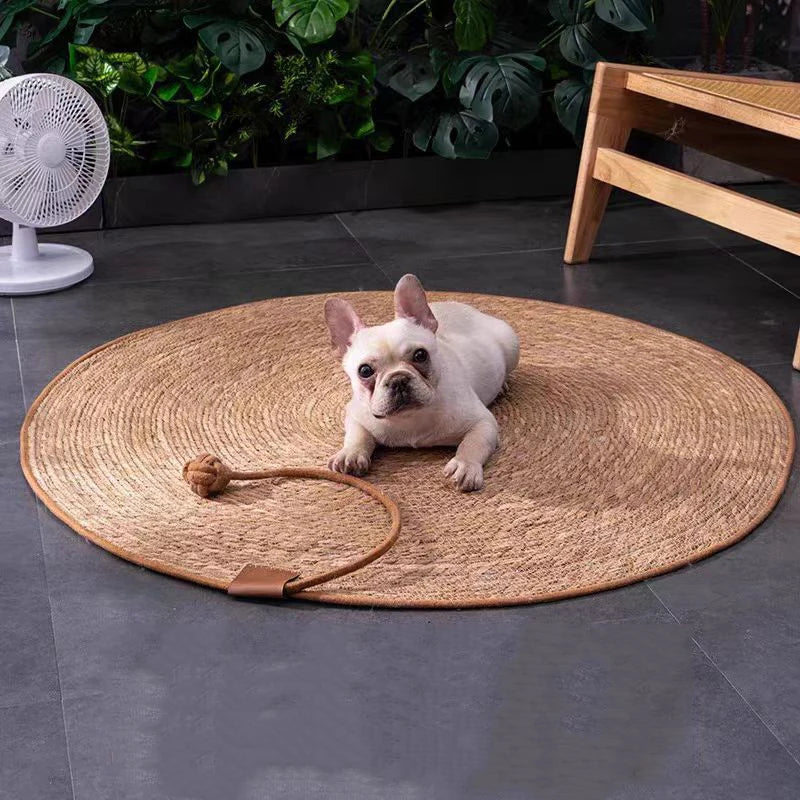 Griffoir tapis en rotin pour chat