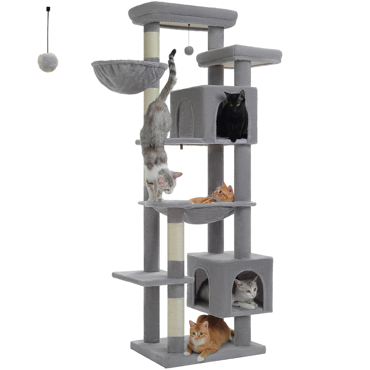 Grand arbre à chat multi-niveaux avec griffoirs