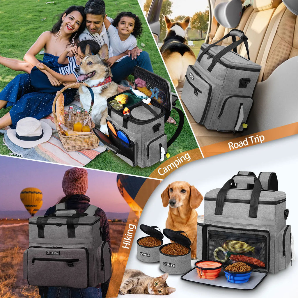 Sac organisateur de voyage avec gamelles pour chien