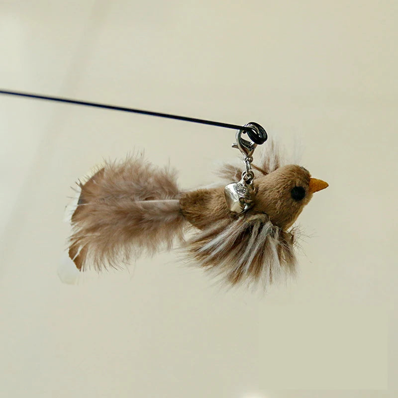 Canne à plumes interactive avec grelot pour chat