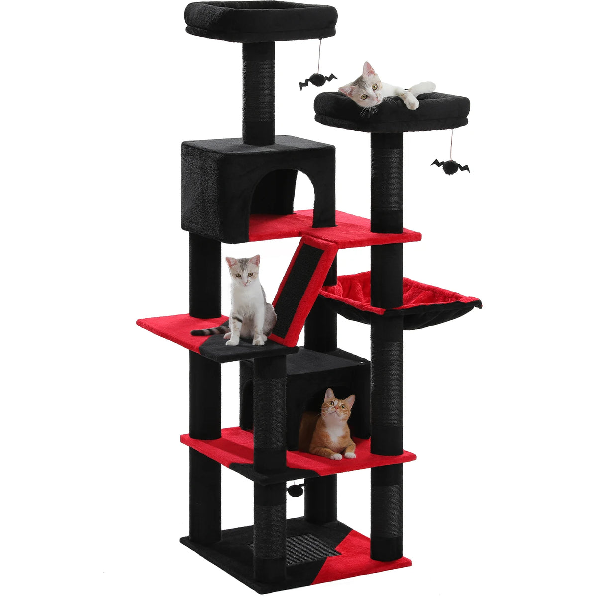 Grand arbre à chat multi-niveaux avec griffoirs