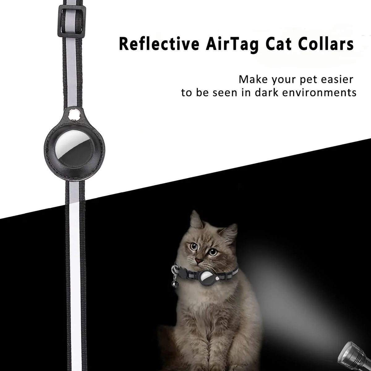 Collier porte-AirTag réfléchissant pour chat