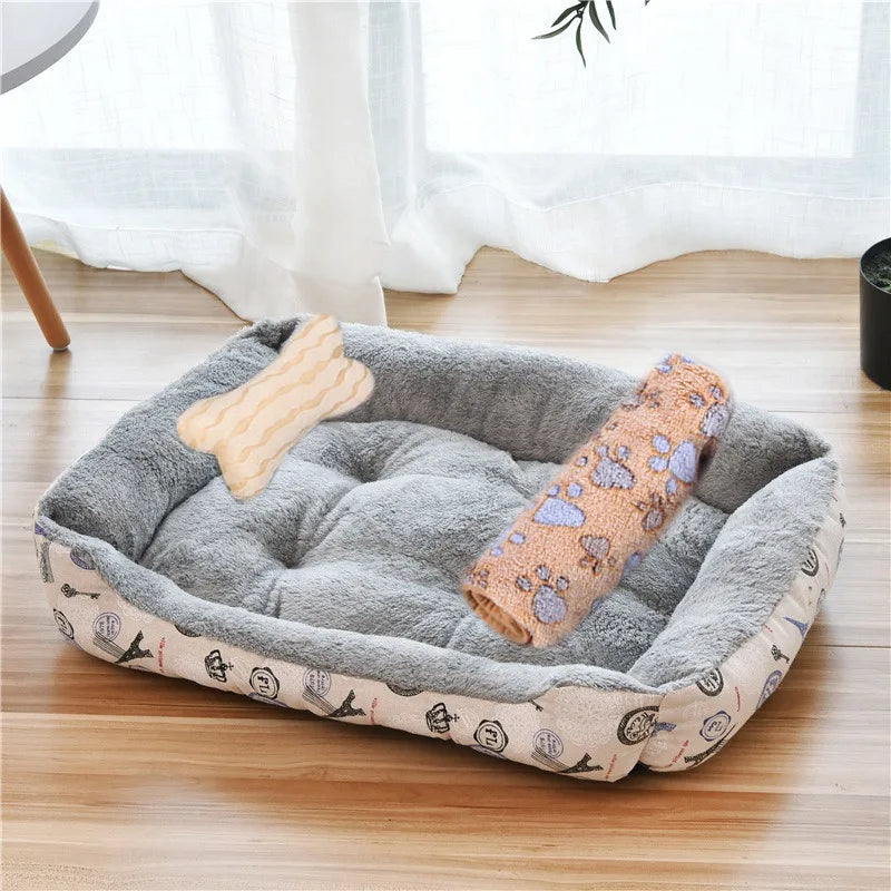 Panier carré chaud pour grand chien et chat