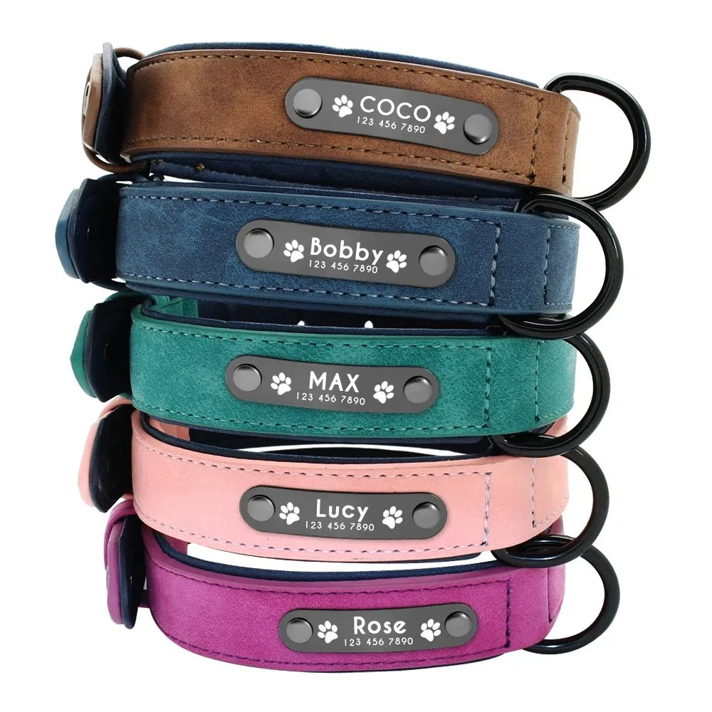 Collier en cuir personnalisé gravé pour chien