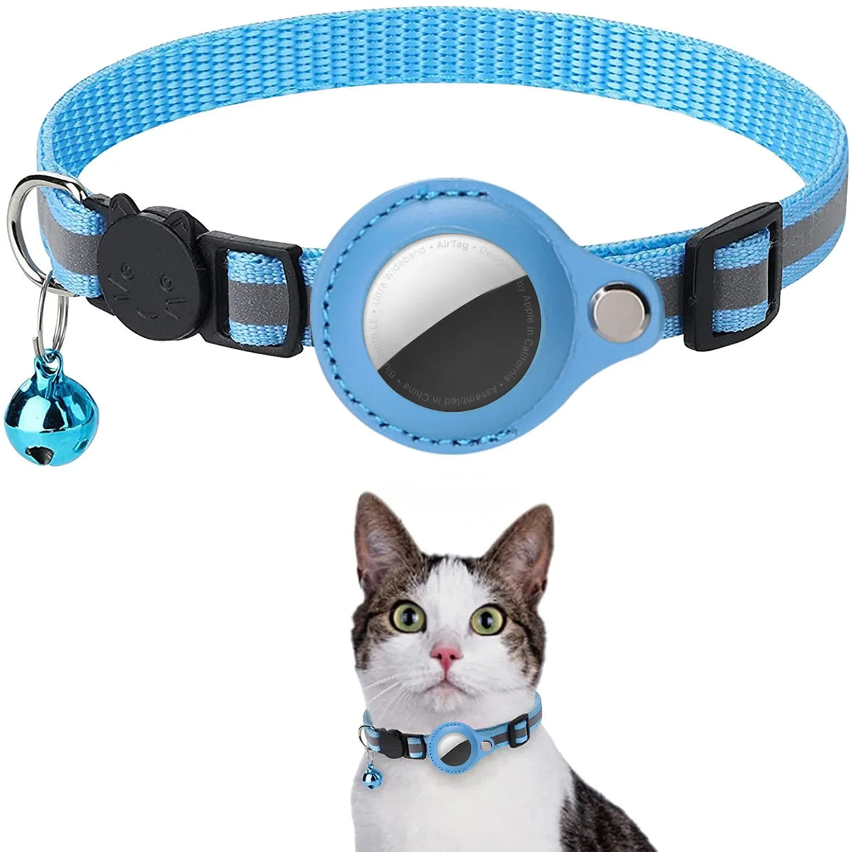 Collier porte-AirTag réfléchissant pour chat