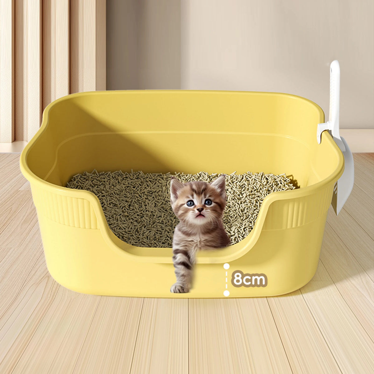 Bac à litière semi-fermé avec pelle pour chat