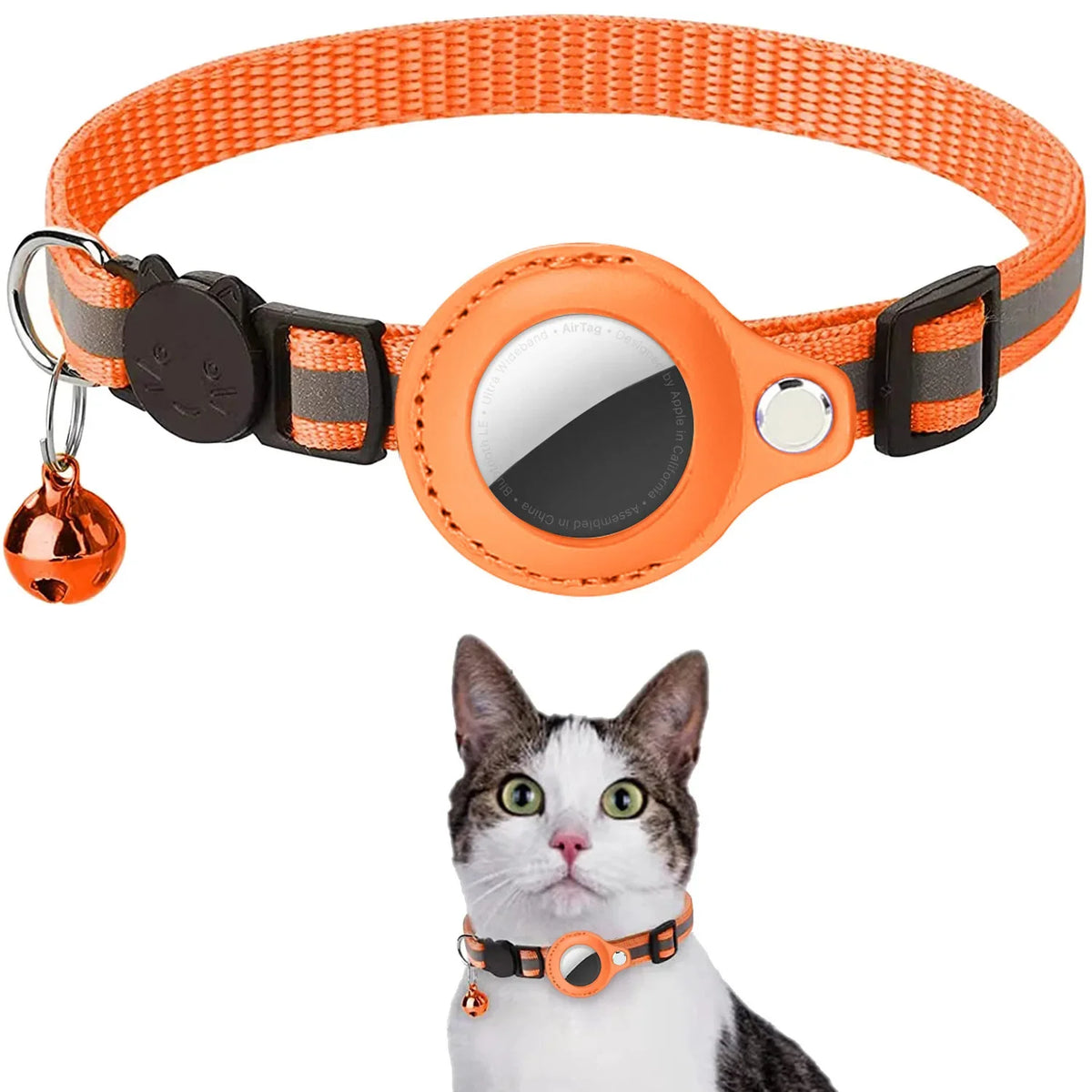 Collier porte-AirTag réfléchissant pour chat
