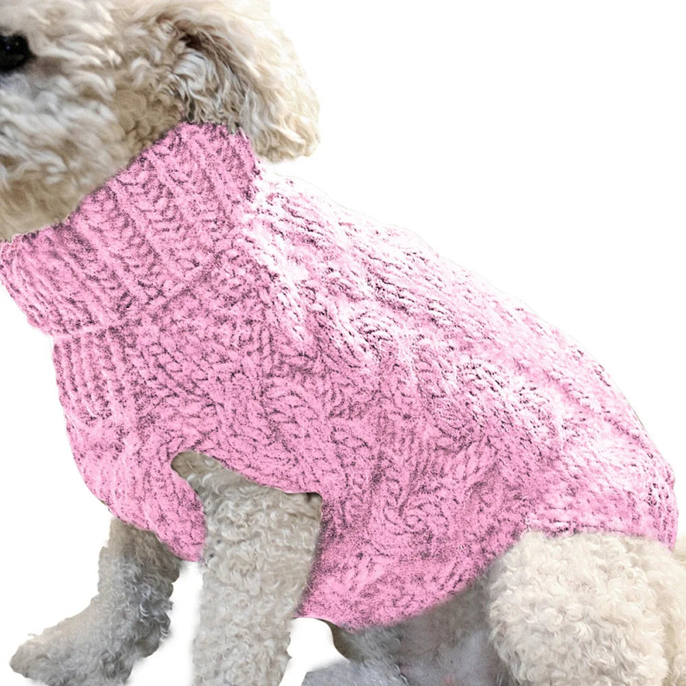 Pull torsadé tricoté pour petit chien