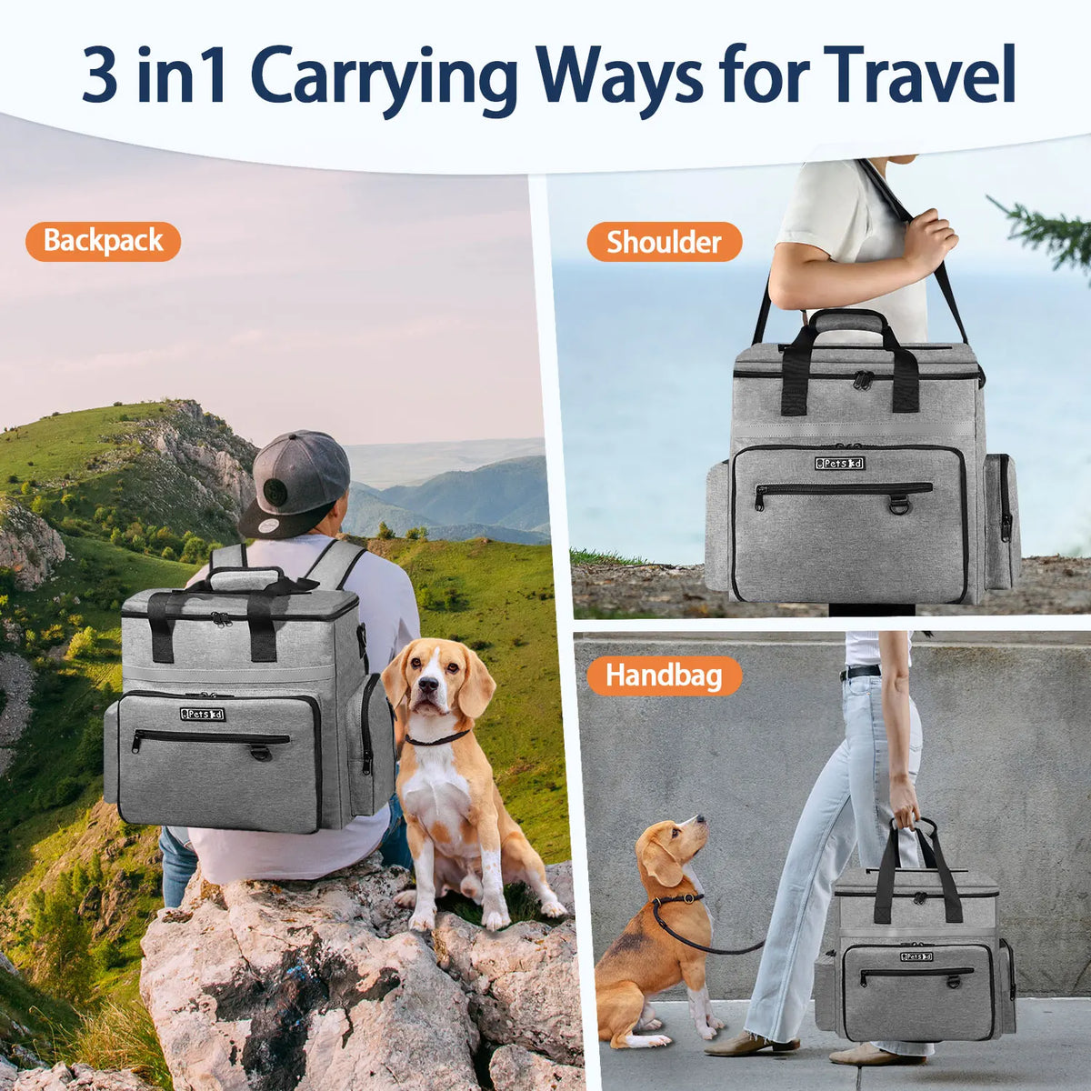 Sac organisateur de voyage avec gamelles pour chien
