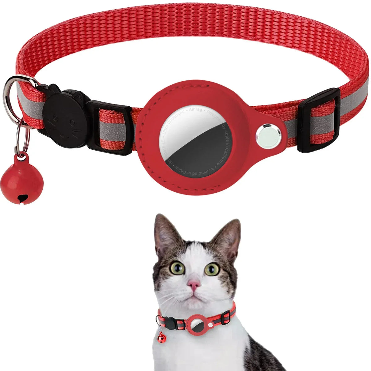 Collier porte-AirTag réfléchissant pour chat