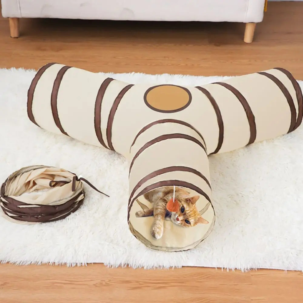 Tunnel pliable en tissu 4 formes pour chat
