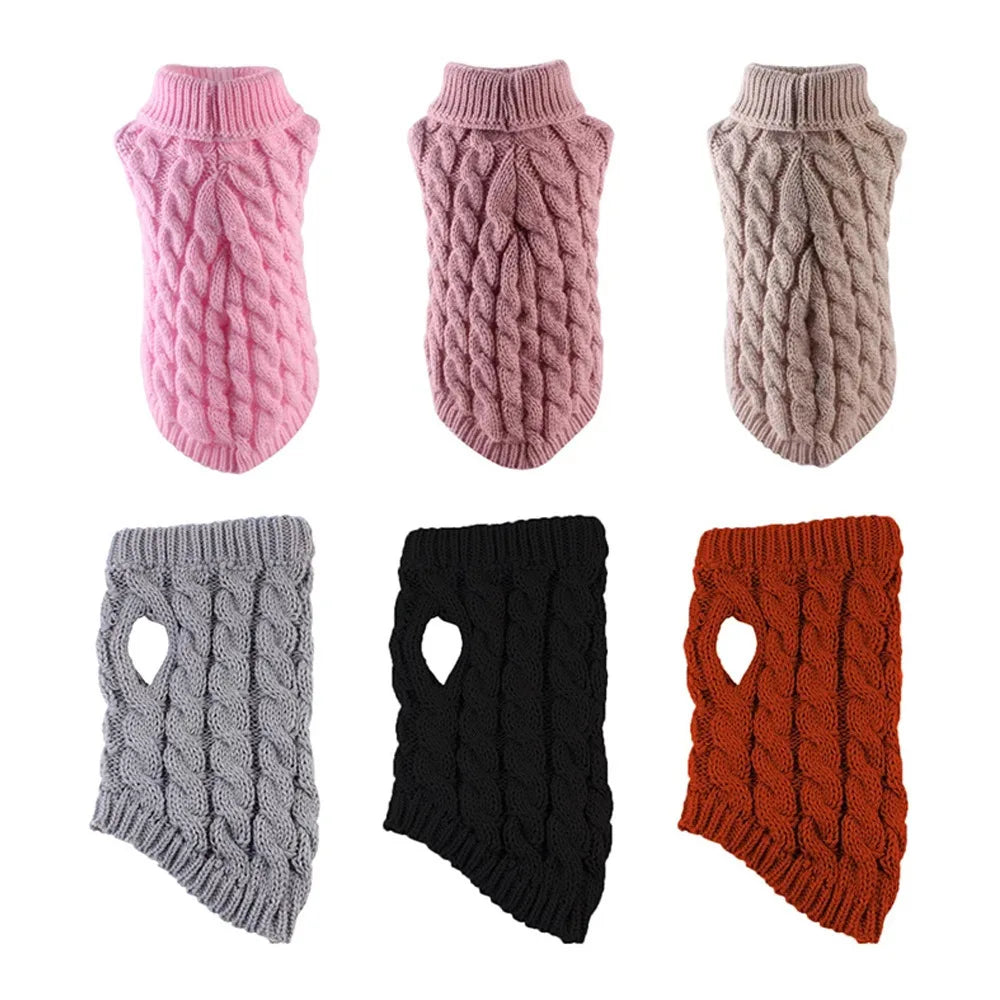 Pull torsadé tricoté pour petit chien