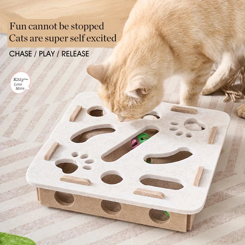 Boîte jouet puzzle en feutre pour chat