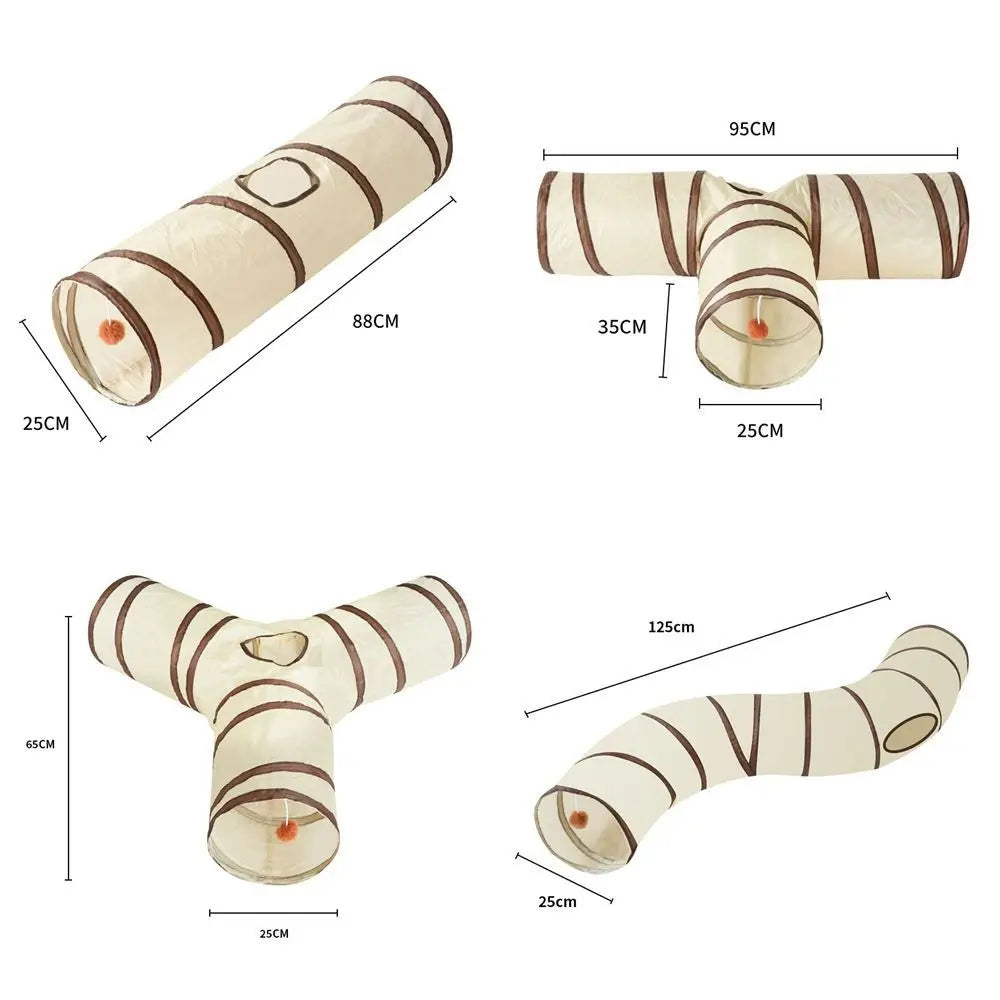 Tunnel pliable en tissu 4 formes pour chat