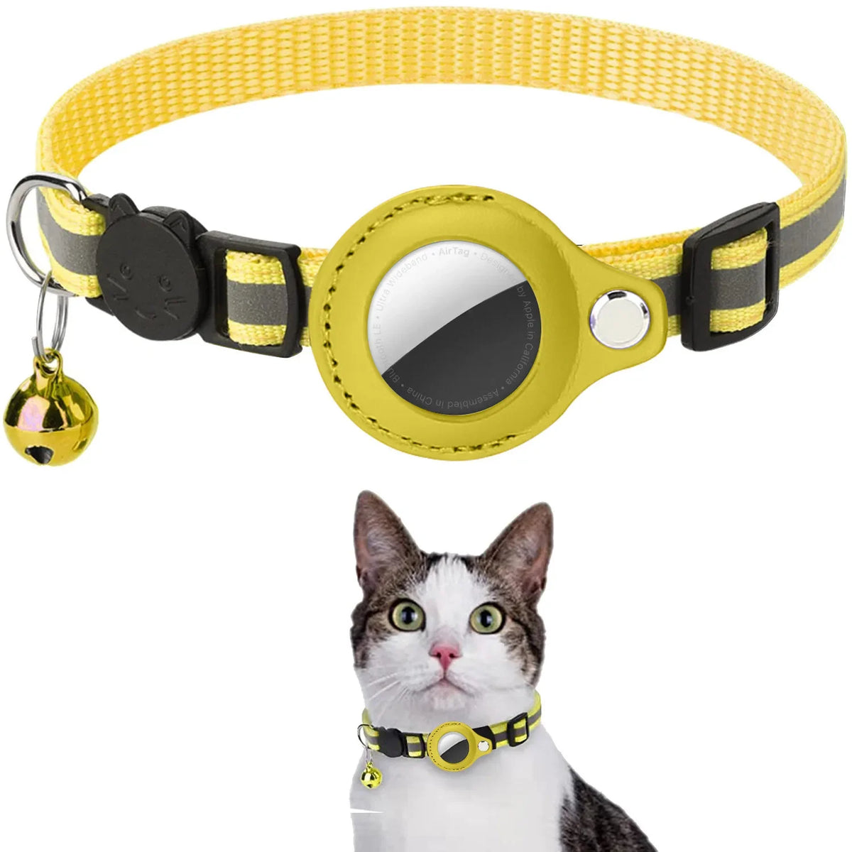 Collier porte-AirTag réfléchissant pour chat