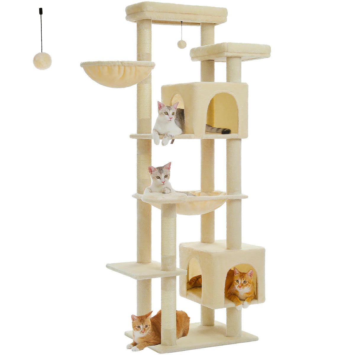 Grand arbre à chat multi-niveaux avec griffoirs