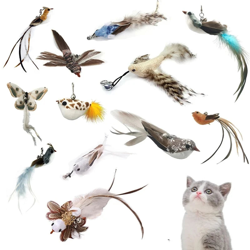 Canne à plumes interactive avec grelot pour chat
