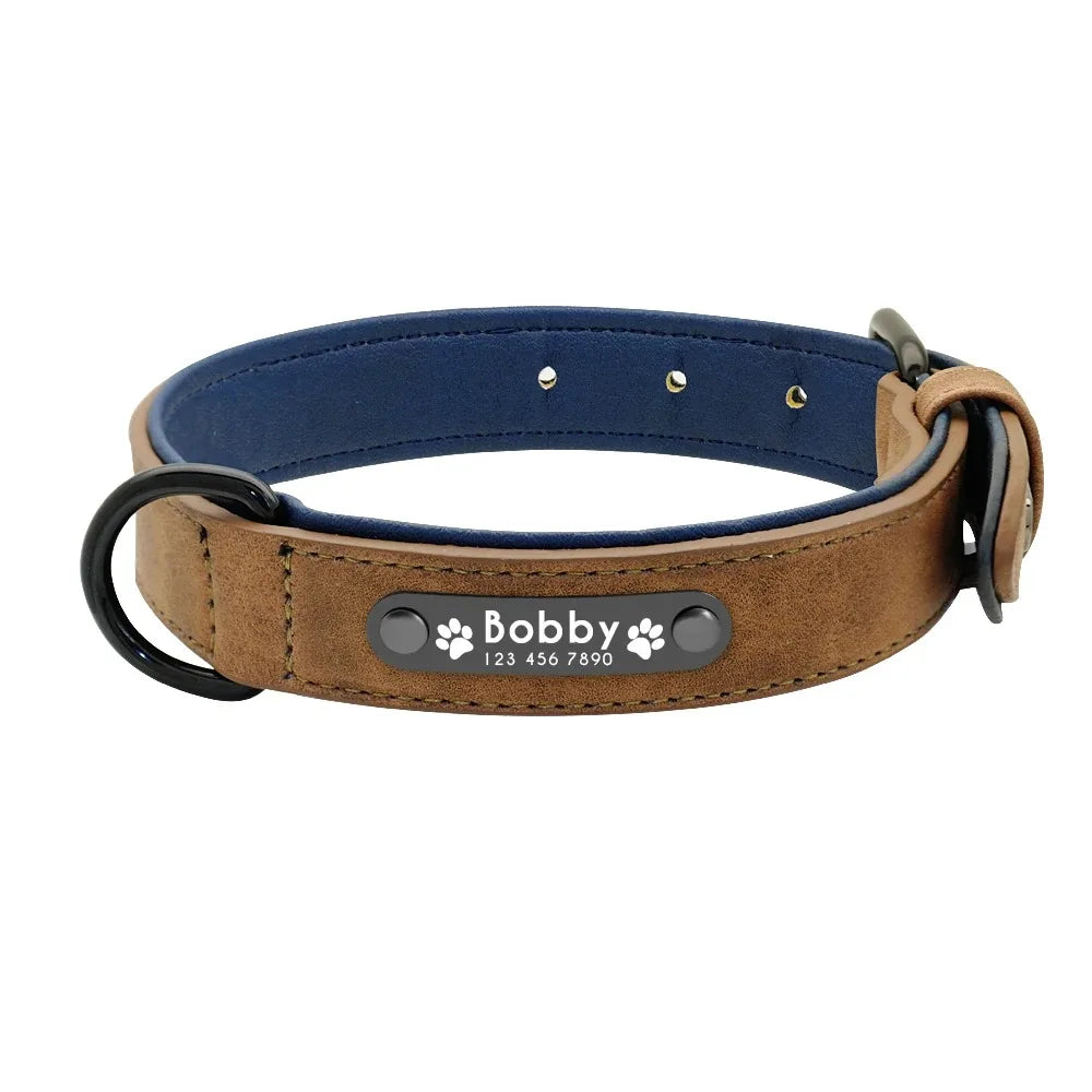 Collier en cuir personnalisé gravé pour chien