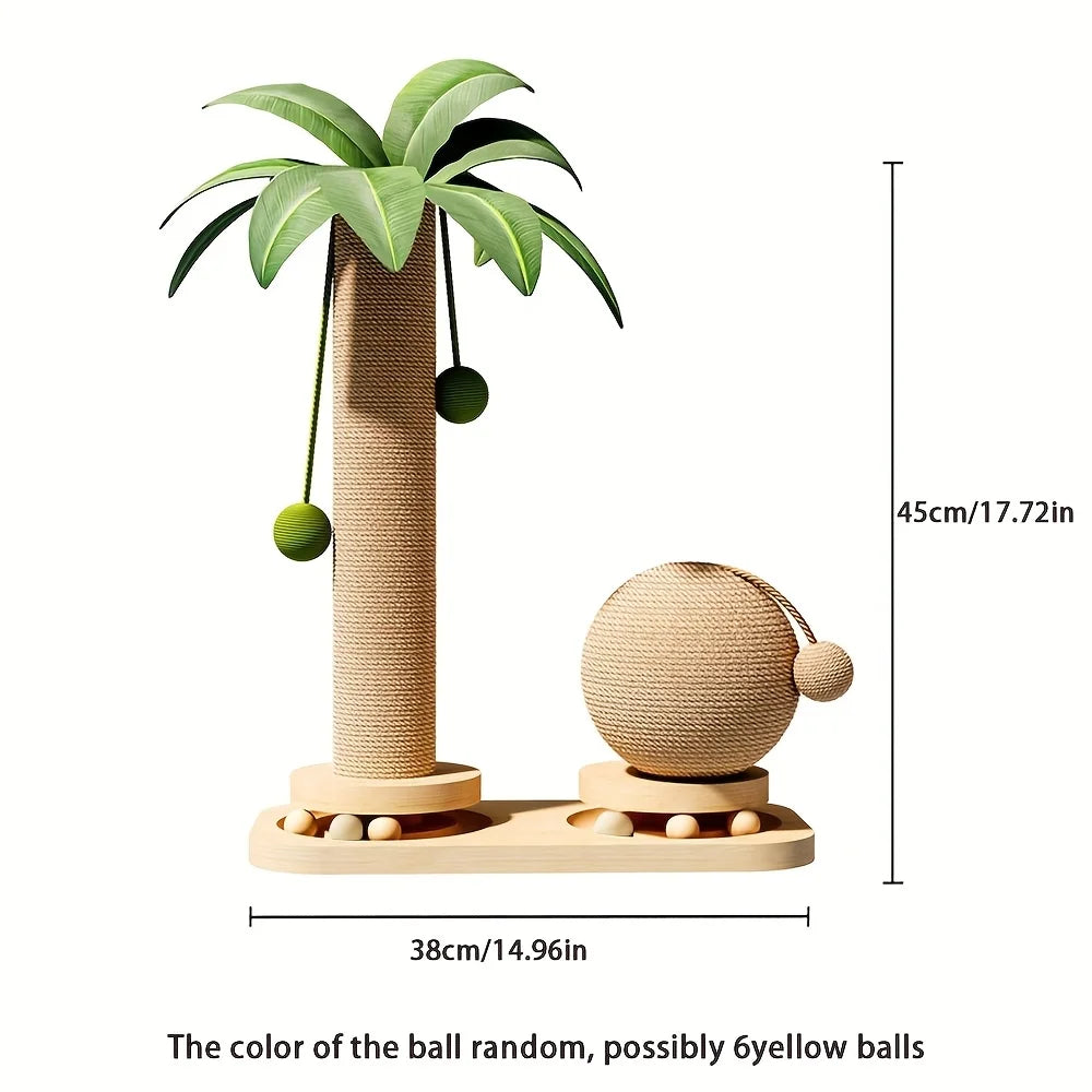 Griffoir arbre tropical 2-en-1 avec boules suspendues
