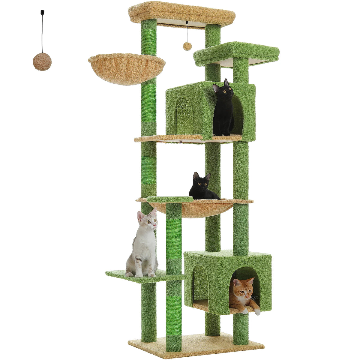 Grand arbre à chat multi-niveaux avec griffoirs