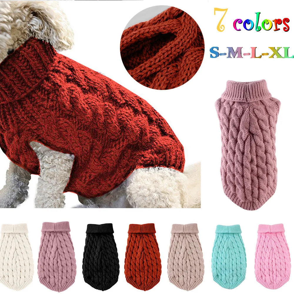 Pull torsadé tricoté pour petit chien