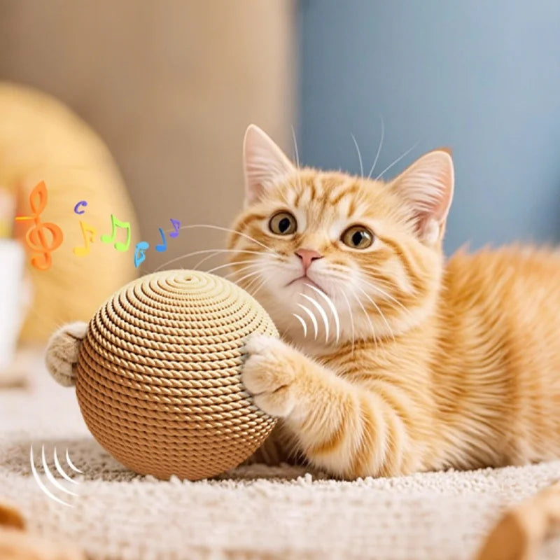 Boule griffoir sisal interactive pour chat