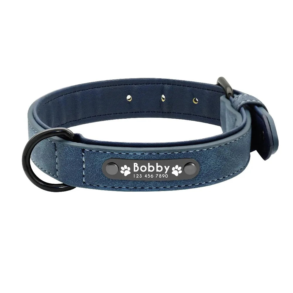 Collier en cuir personnalisé gravé pour chien