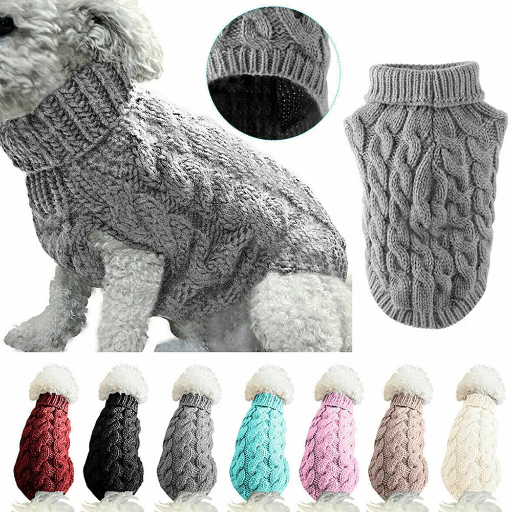 Pull torsadé tricoté pour petit chien
