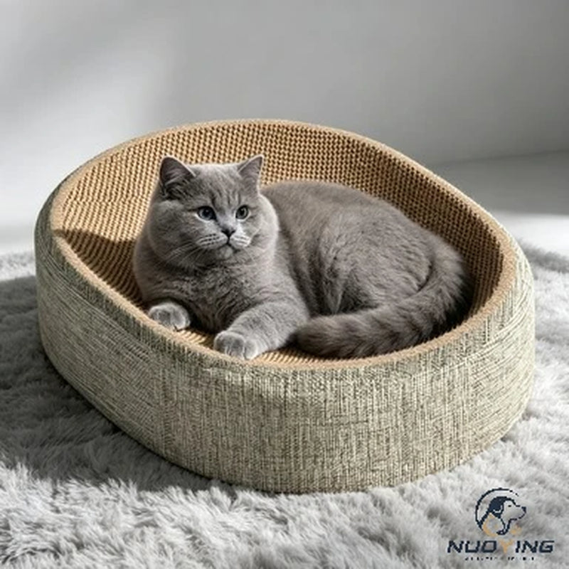 Grattoir Pour Chat En Sisal De Forme Ovale, 2 En 1, Résistant À L'Usure, Jouet Pour Aiguiser Les Griffes, Accessoires Pour Animaux Domestiques D'Intérieur, Pour La Protection Des Canapés Et Des Meubles