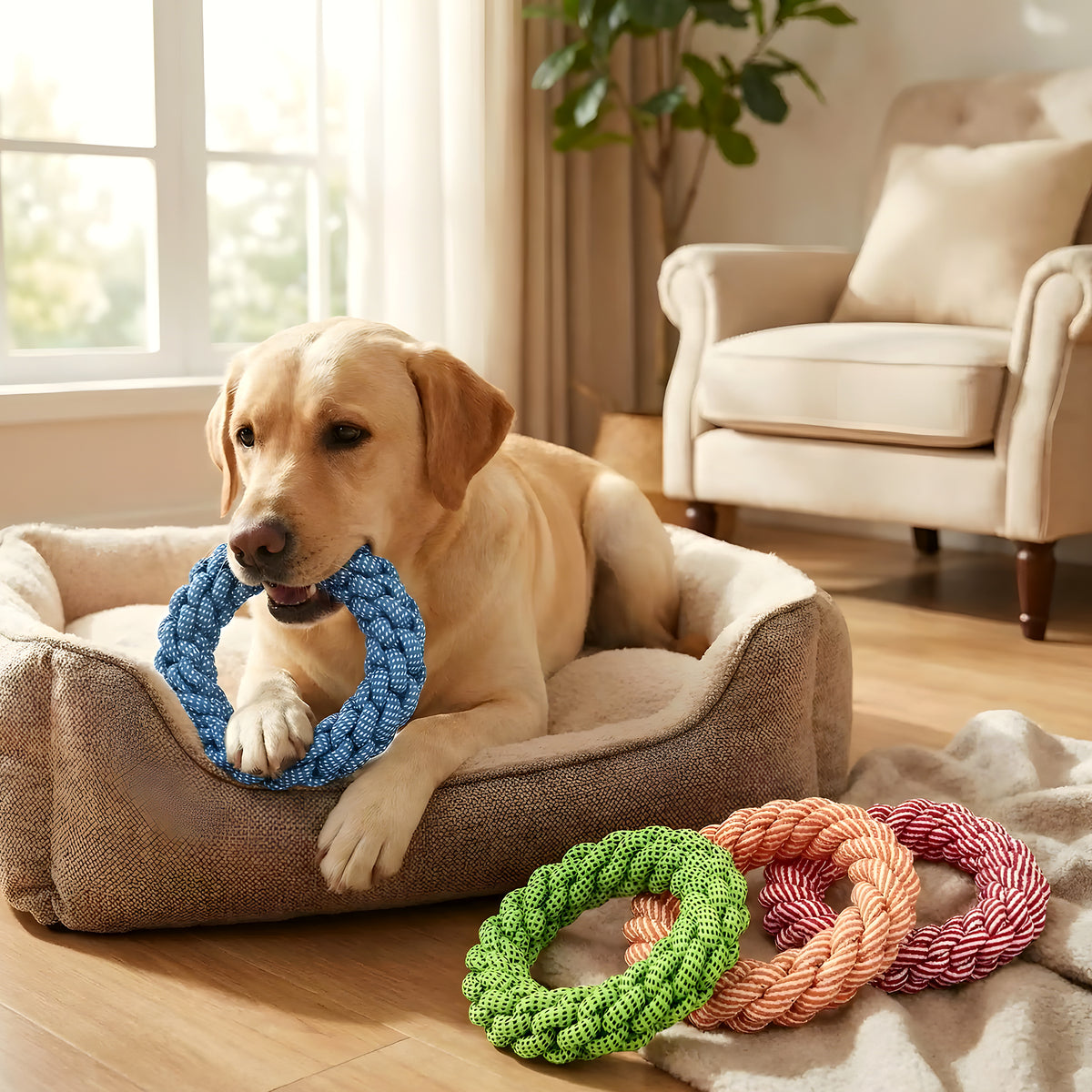 Anneaux en corde de coton pour chien destructeur, lot de 3