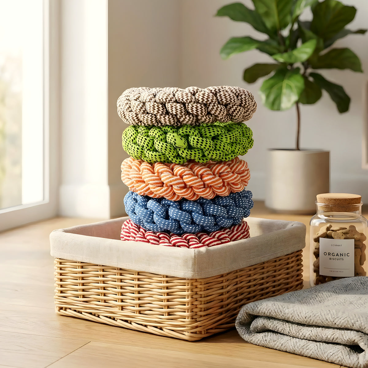 Anneaux en corde de coton pour chien destructeur, lot de 3