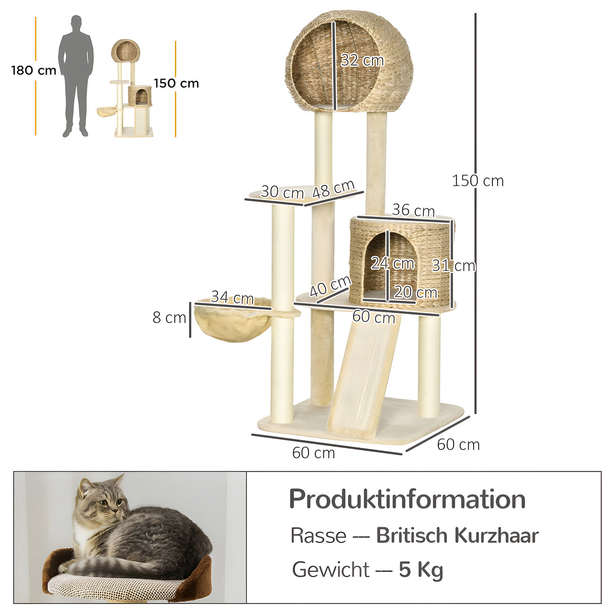 Arbre à chat 150 cm