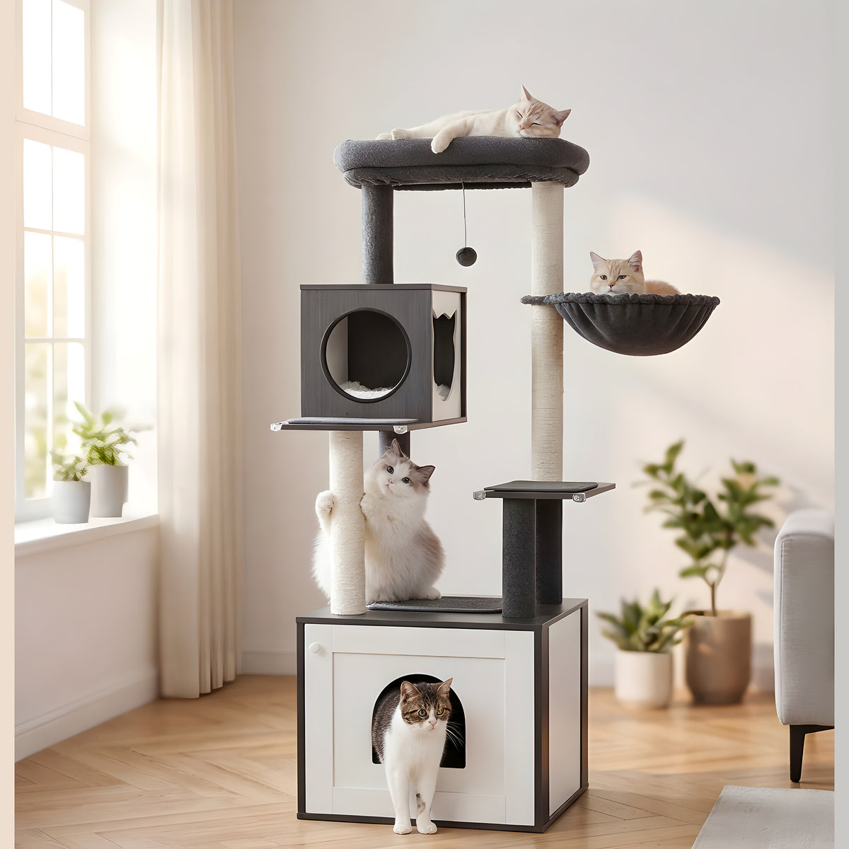 Arbre à chat avec cache-litière