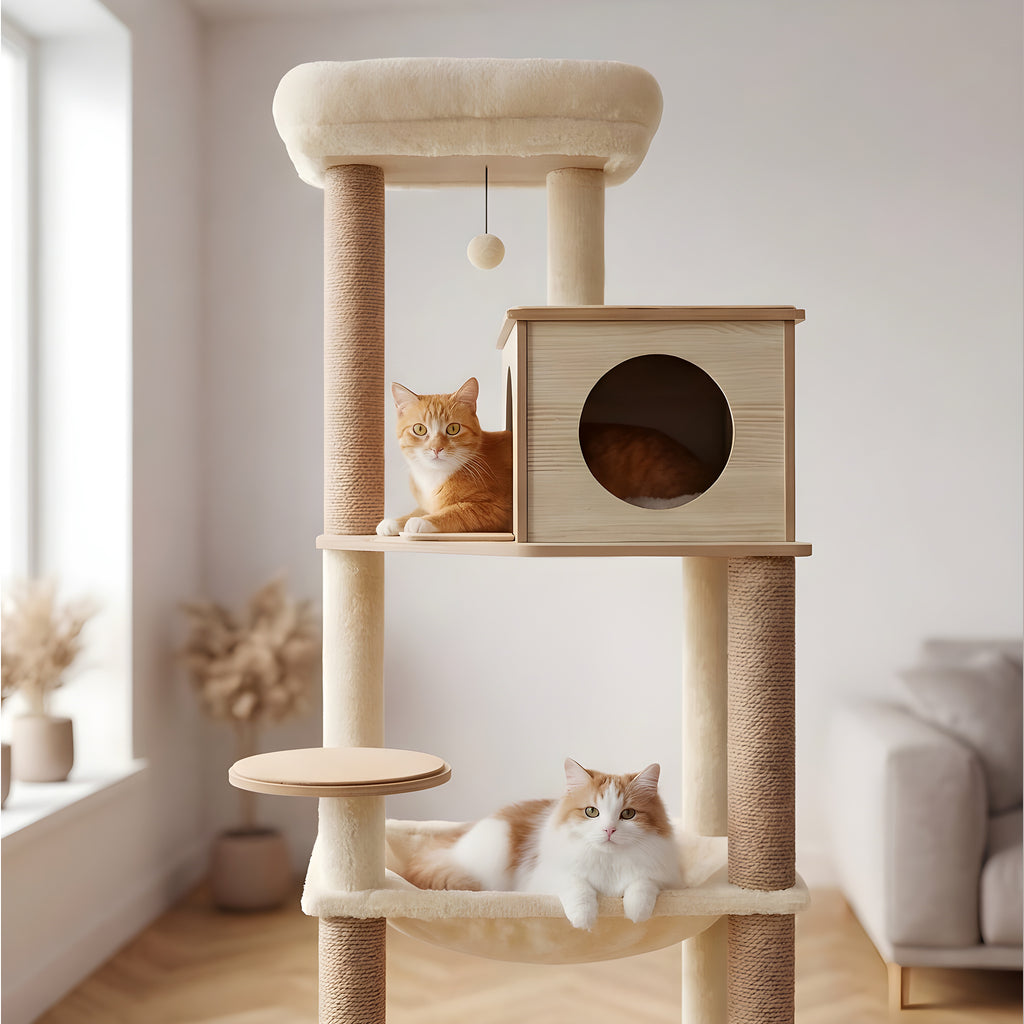 Arbre à chat beige 143 cm
