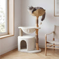 Arbre à chat blanc panier rotin